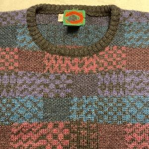 Vintage Boston Traders Sweater SZ XL Patchwork Print Dadcore/Grampacore/Cosby